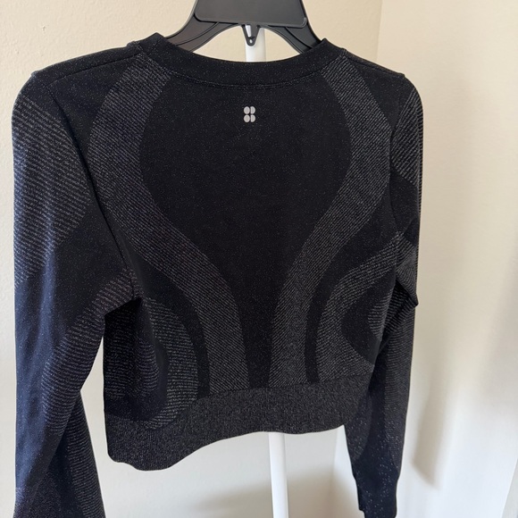 🍉Sweaty Betty Gold Shimmering Black Sweatshirt Cropped Top Running - Picture 5 of 7
